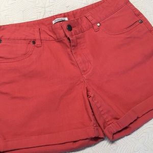 TOAD & CO. Dark Coral Cuffed Shorts Cotton  Denim